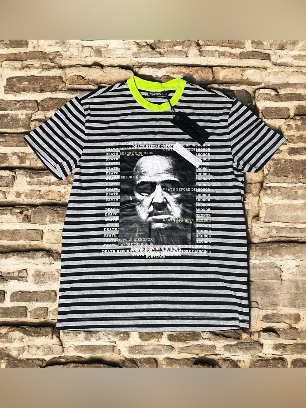 🟢Survival “Death Before Dishonor” Striped T-Shirt Size S 🔥🔥New With Tags❗️